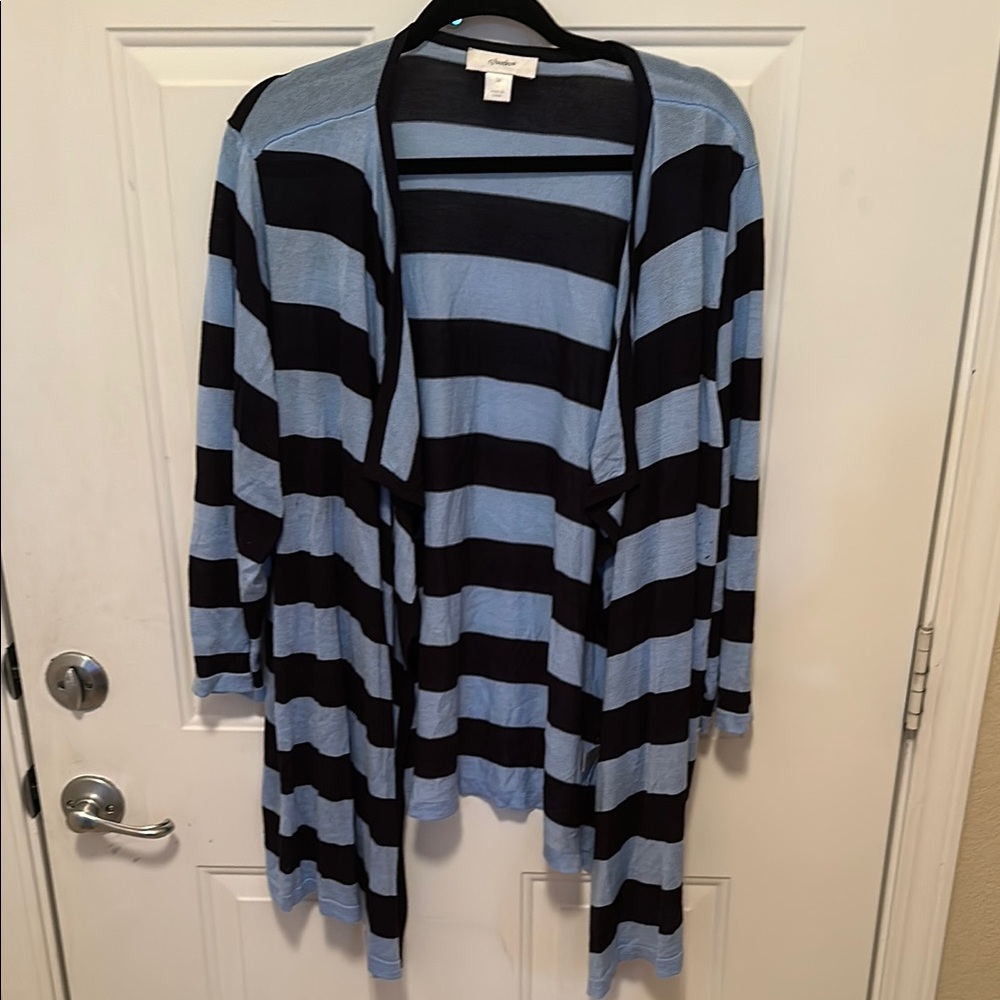 Blue Striped Cardigan Sweater